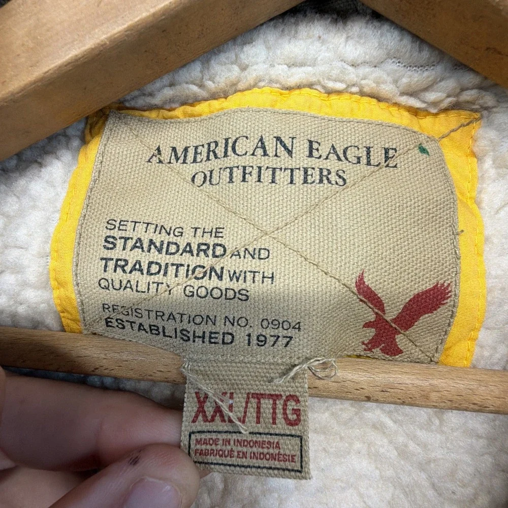 Vintage American Eagle Jacket Mens XXL Sherpa Lined Canvas Chore Barn Coat